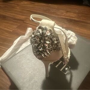 Vera Wang White Heels with Silver Embellishments